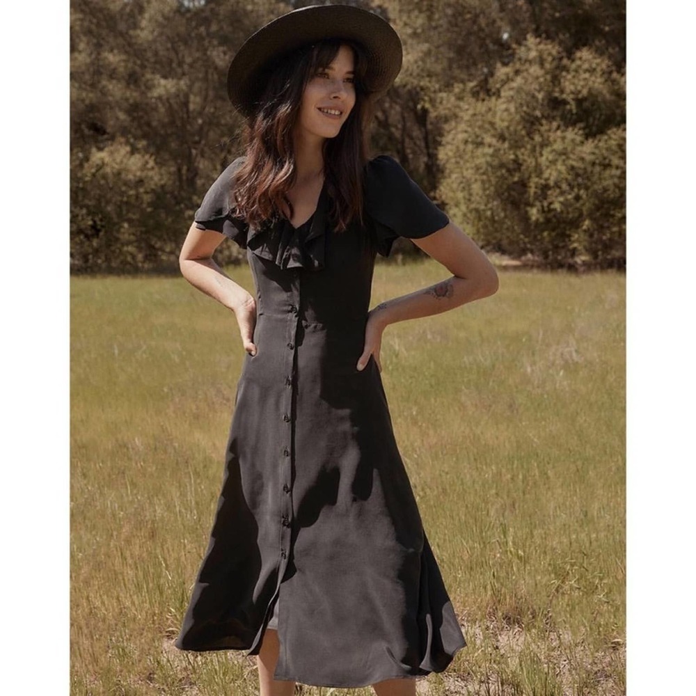 Christy Dawn Silk Daisy Dress Charcoal